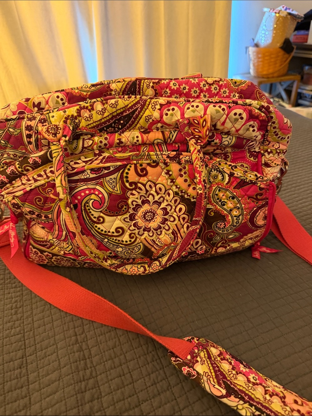 Vera Bradley Pink Coral Paisley weekender bag / raspberry fizz